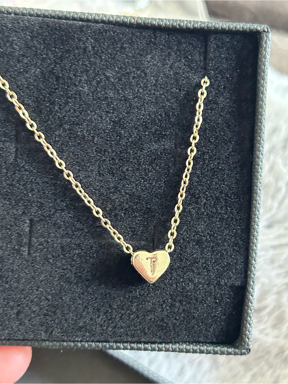 4/$50 initial T Gold Heart Pendant Necklace - Minimal Women's Jewelry